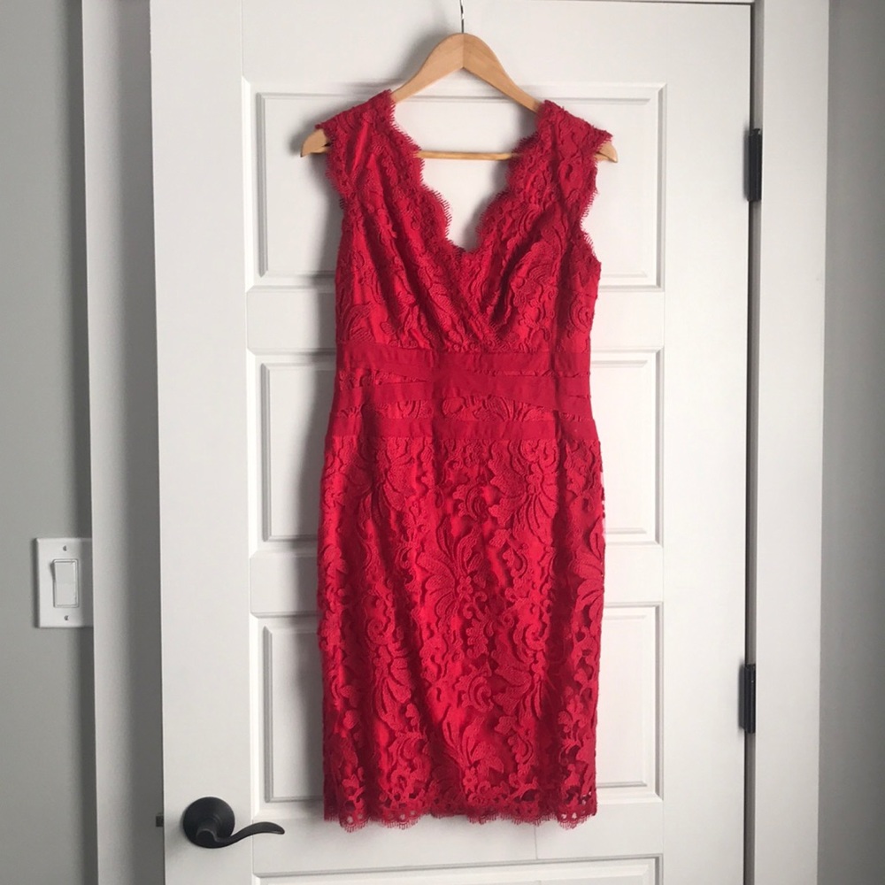 Tadashi red lace dress